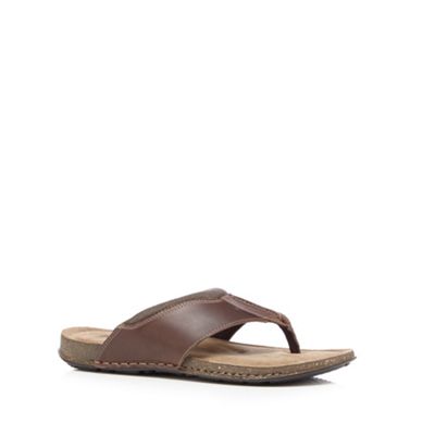 Mantaray Brown leather riviera toe thong sandals